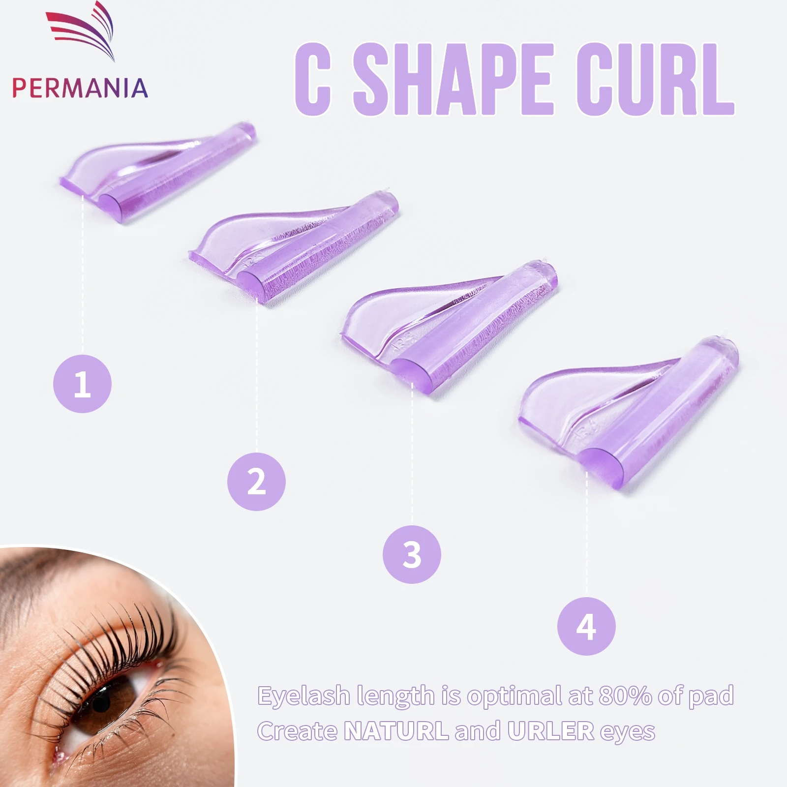 PERMANIA 8Pc C Curl Silicone Eyelash Perm Pads Sticky Lashes Rod Shield Lifting 3D Eyelash Curler Accessories Makeup Tools