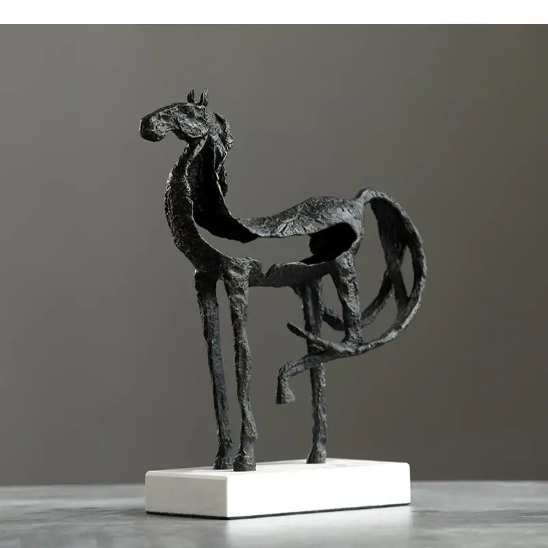 Creativity Metal Horse Handicraft Furnishings Animal Statue Hollow Out Zinc Marble Address Abstract Simulation Decoration