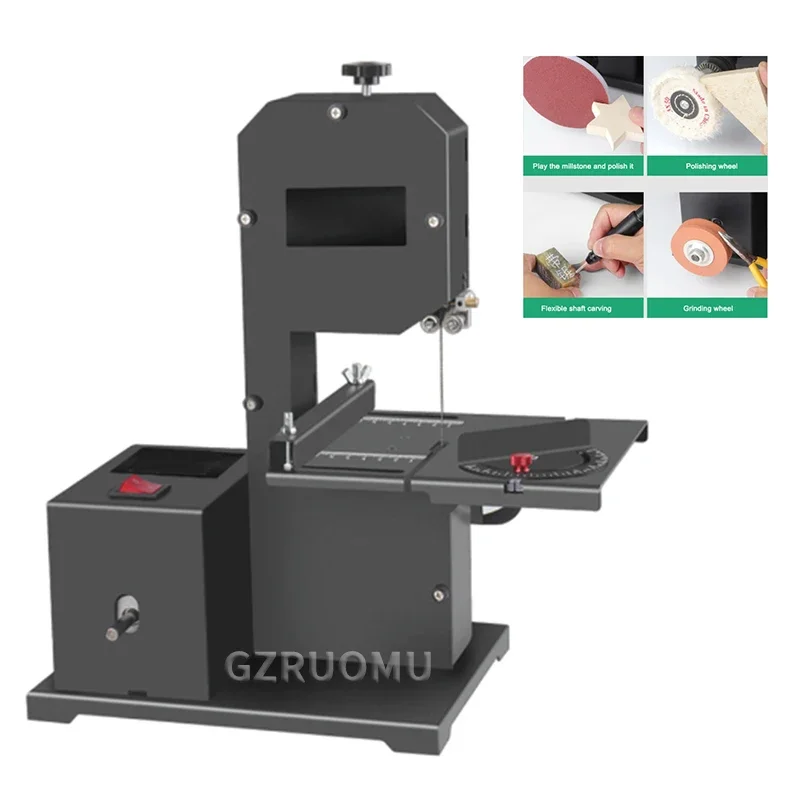 

800 W Electric Desktop Woodworking Band Saw Machine Small Multifunction Curve Cutting Tool With 1 Linear Saw Strip 1750RPM 70 MM