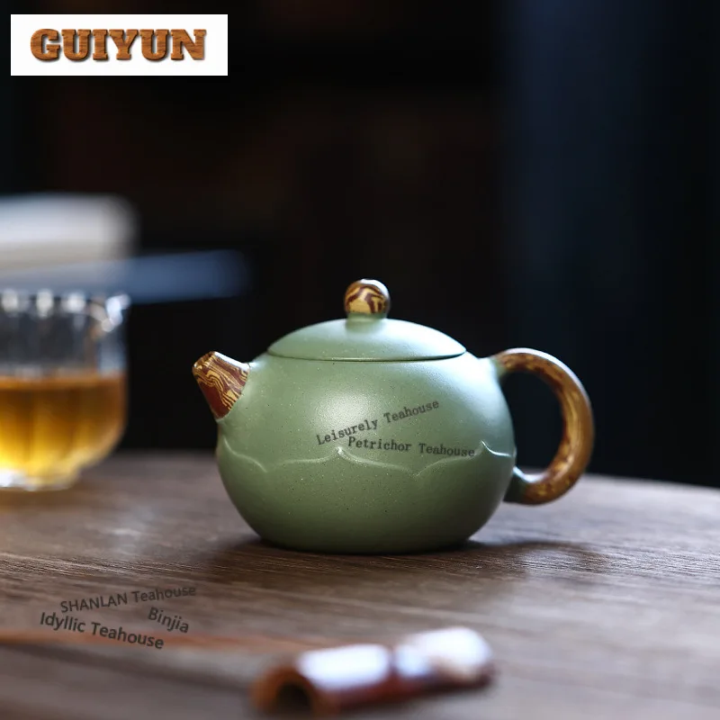 

280 мл классические чайники из фиолетовой глины Исин, горшок ручной работы Сиши, чайник из необработанной руды, зеленая грязь, китайский чайный сервиз Цзыша, коллекция