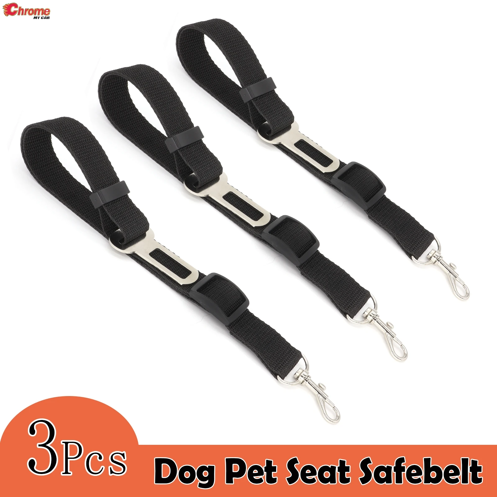 3PCS Adjustable Seat SafeBelt Seatbelt Length Cars Pet Dog Senior Nylon Fiber Fabric Convenient Fashion Harness Strap Lead Clip