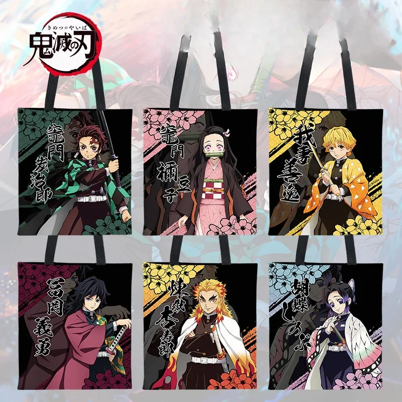 

Hot Anime Bag Cute Demon Slayers Rengoku Kyoujurou Kanroji Mitsuri Tokitou Muichirou Canvas Shoulder Bags Handbag 37x33CM