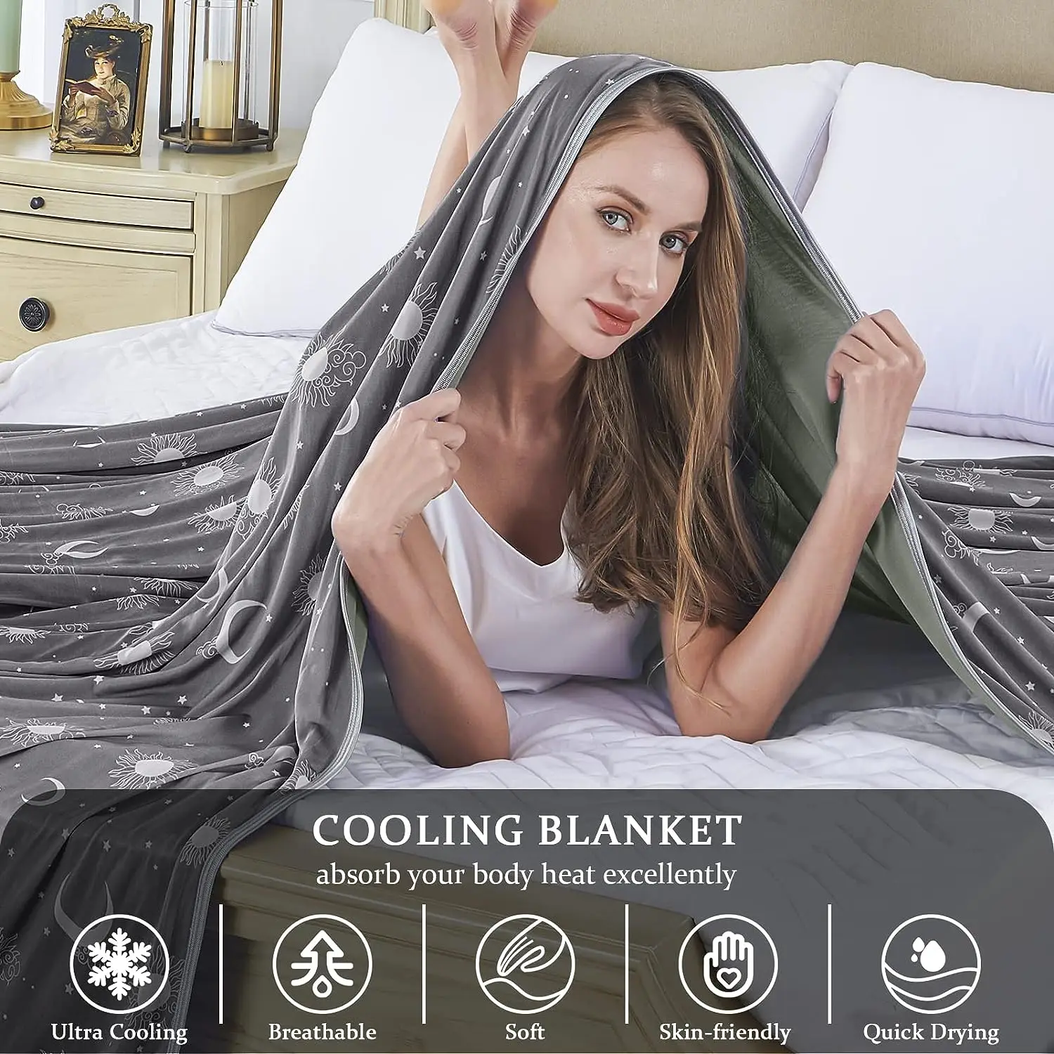 New Arrival Ice Cold Nylon Throw Blanket Summer Reversible Bamboo Cooling Blankets for Sleeping