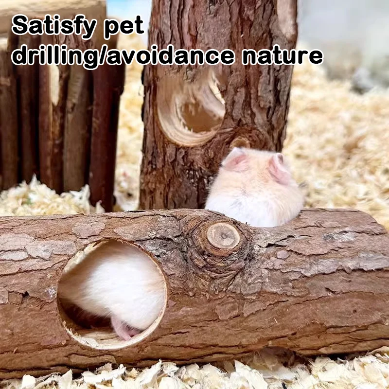 Hamster Natural Wooden Forest Hollow Tree Trunk Tunnel Tube Toy Tunnel Wood Hideout Pet Chew Toy For Small Animals Hamsters