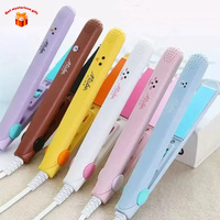 2 in 1 Mini Hair Straightening Iron Portable Hair Straightener Multifunctional Curling Iron Hair Curler Cute Hair Styling Tools