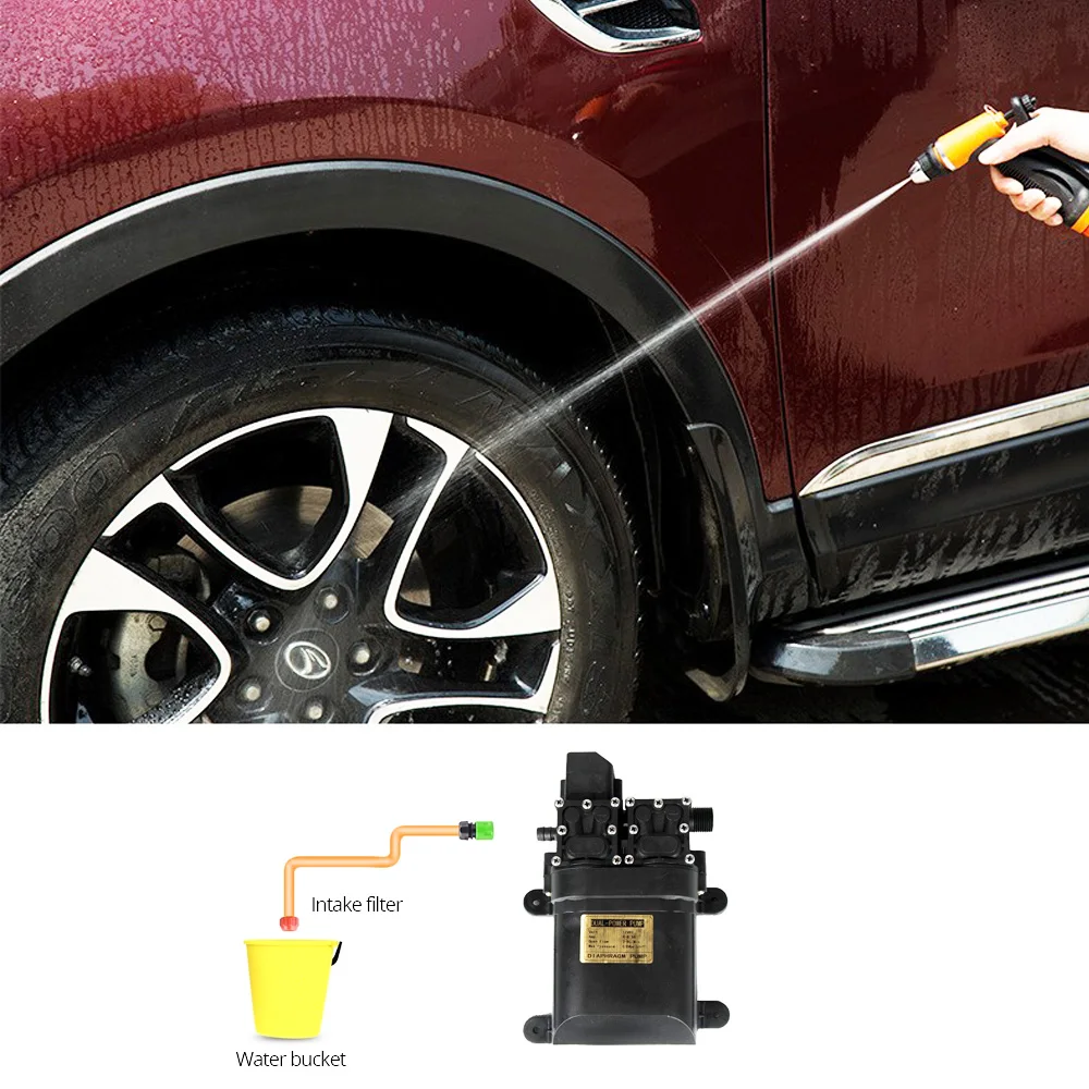 Dual-Core Diaphragm Pump Car Wash Set Portable High Pressure And Large-Flow Car Wash Pump 12v Cigarette Lighter Power