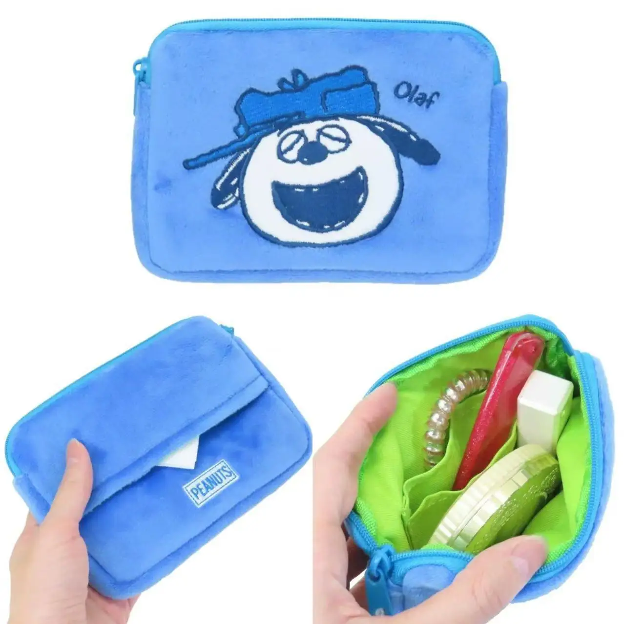 YOUMAI Snoopy Makeup Bag Kawaii Girls Japanese Cartoon Fashion Plush Embroidery Change Storage Bag Holiday Gift