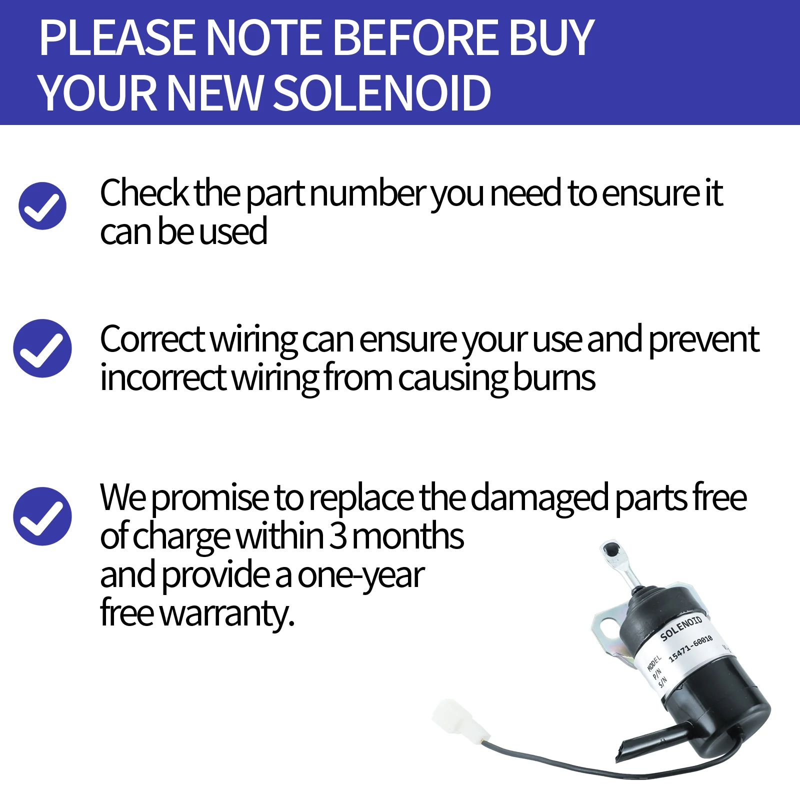 15471-60010 052600 -1000 การใช้ปิด Solenoid 15471-60013 สําหรับ Kubota R400B รถแทรกเตอร์ Part เครื่องกําเนิดไฟฟ้าหยุด Solenoid 12V