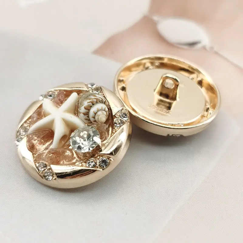 6 Stück 25mm Metallknöpfe für Kleidung Gold Luxus-Accessoires DIY Nähknöpfe Damenmantel Mode Strass-Verziert – Detail 6