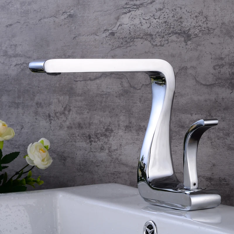 Luxury White Gold Bathroom Mixer Tap Brass Sink Faucet Hot and Cold Water Sink Retro Faucet Single Hole Faucet Bathroom