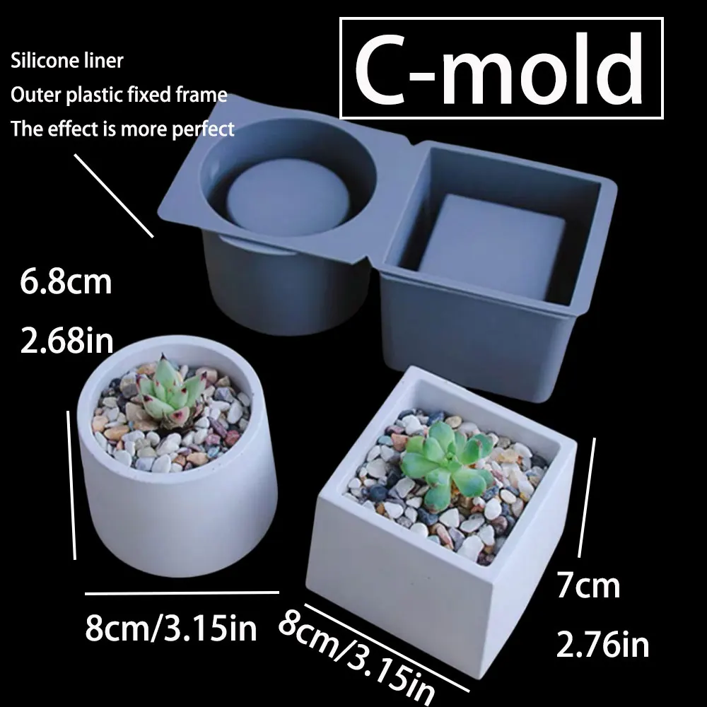 Cement Plant Pot Concrete Mold Outdoor Flower Pot DIY Silicone Mold Round Square Terrazzo Candle Vessel Pen Holder Mold