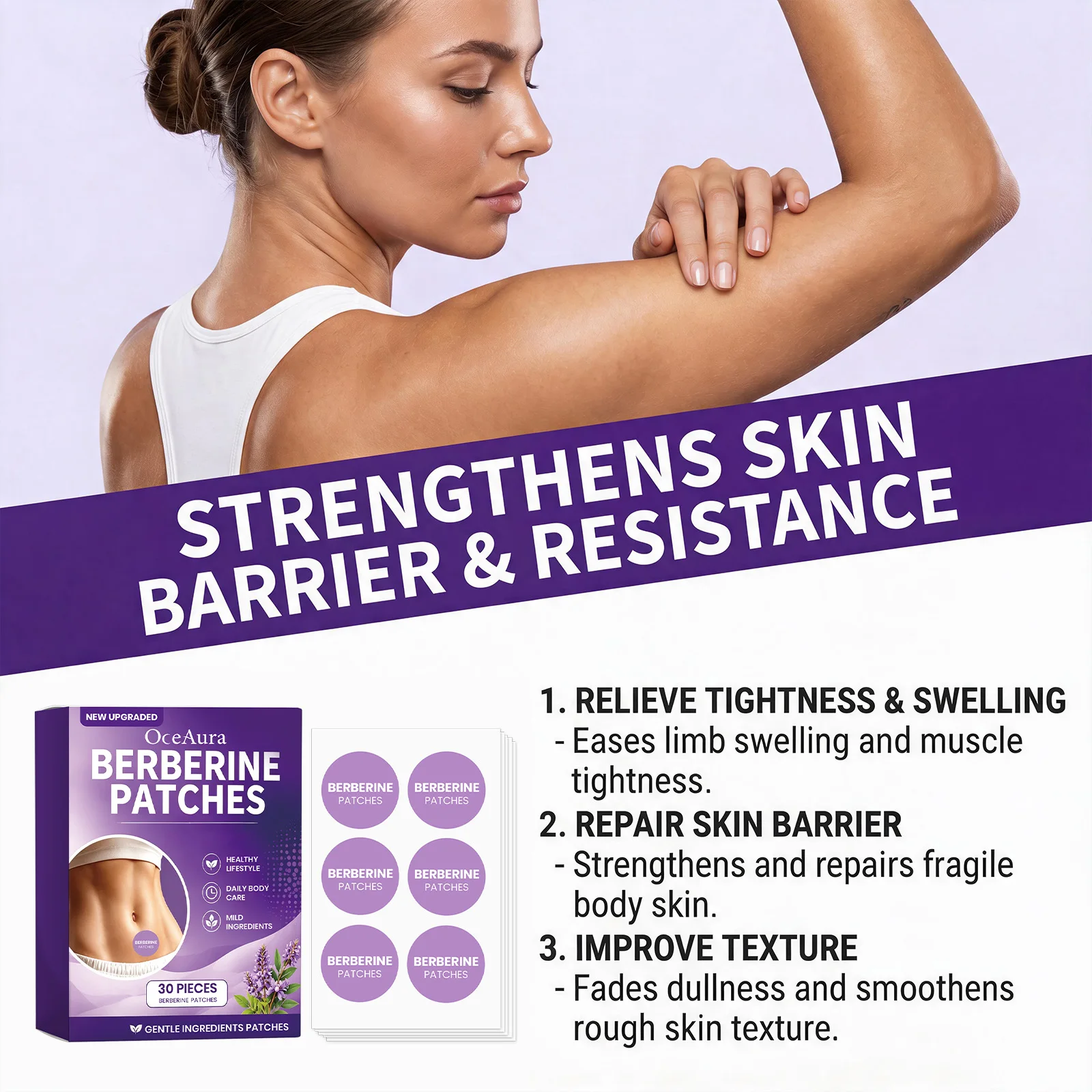 BERBERINE Body Care Patches Skin Barrier Repair Improve Dull Rough Skin Breathable Daily Care Patches image 5