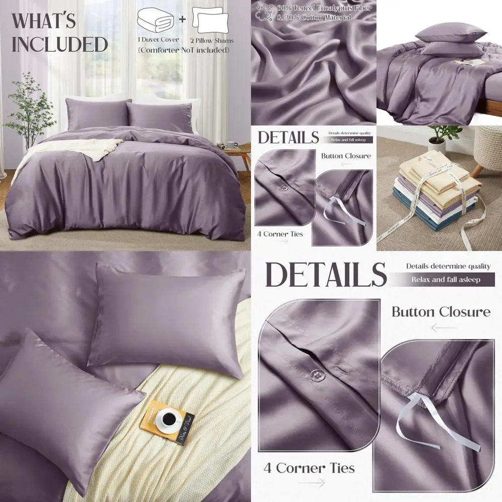 

Комплект пододеяльников из лавандового охлаждающего лиоцелла размера «queen-size» — шелковистое, дышащее постельное белье из эвкалиптового волокна — 90 x 90