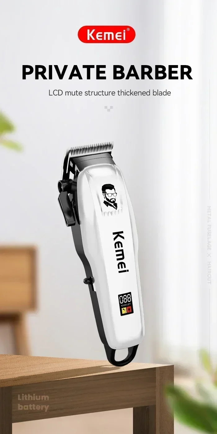 Kemei Haarschneidemaschine KM-PG809A KM-PG232 LCD USB Lade Einstellbar Professionelle Schneidemaschine KM-3382 Rasierer Trimmer für Männer – Detail 2