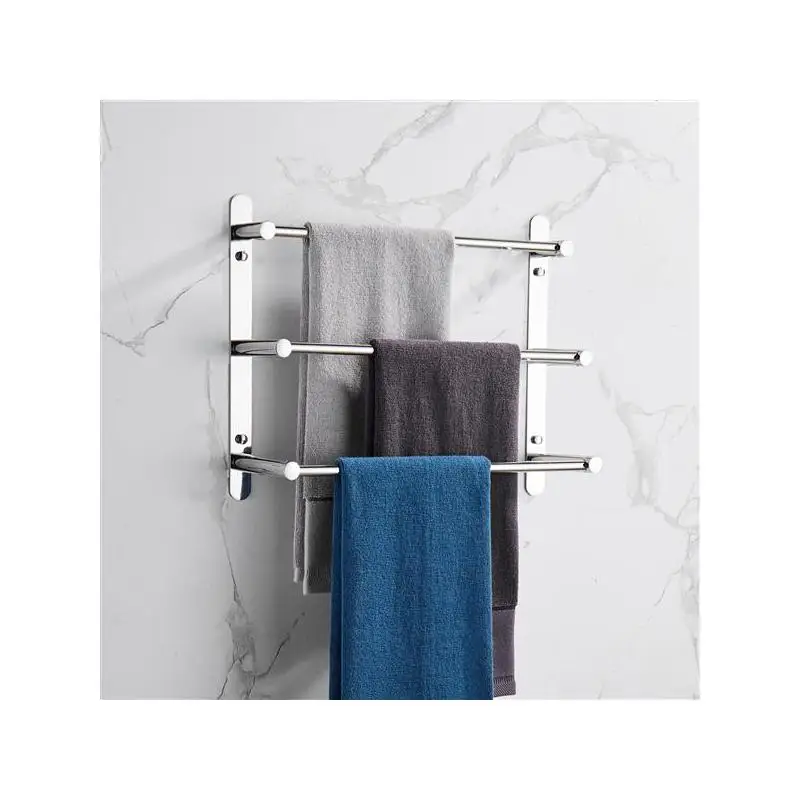 

Staggered Layer Towel Rack SUS304 Stainless Steel Hand Polished Mirror Finish Three Bar Set, 15.7 Inch Bars, Ideal for Bathroom
