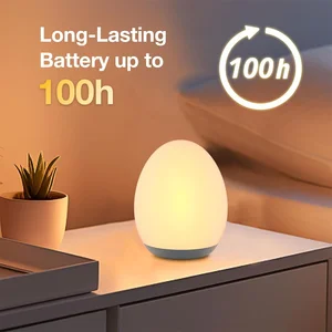 LED Night Lights USB Rechargeable Egg Shape RGB Pat Light Baby Feeding Sleeping Eye Protection Lamp Outdoor Bar Table Lamp