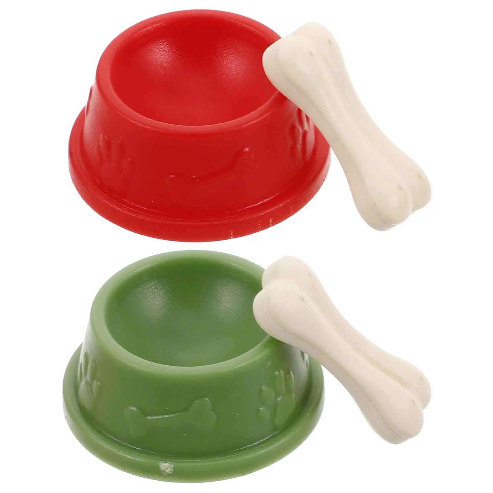 2 set in miniatura ciotola per cibo per cani piccoli animali in plastica per osso ciotola per cibo per cani figurine per bambini casa delle bambole accessori per animali domestici in miniatura Pe