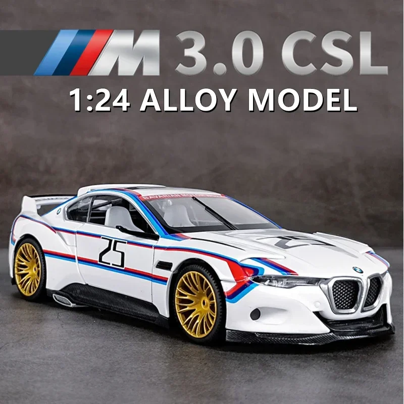 1:24 BMW CSL Hommage M4 DTM M6 GT3 Alloy Racing Car Model Diecast Metal Toy Sports Car Model Simulation Sound Light Gift