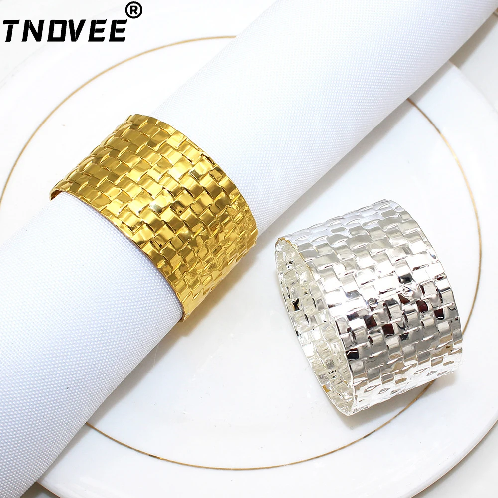 6Pcs Christmas Decorations 2024 Modern Table Ring Round Metal Napkin Rings Holder for New Year Wedding Party Bride Shower ERM39