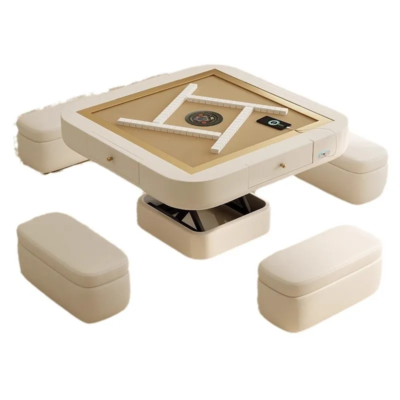 Mahjong table, lift coffee table dining table integrated dual-purpose, fully automatic household heating and fire