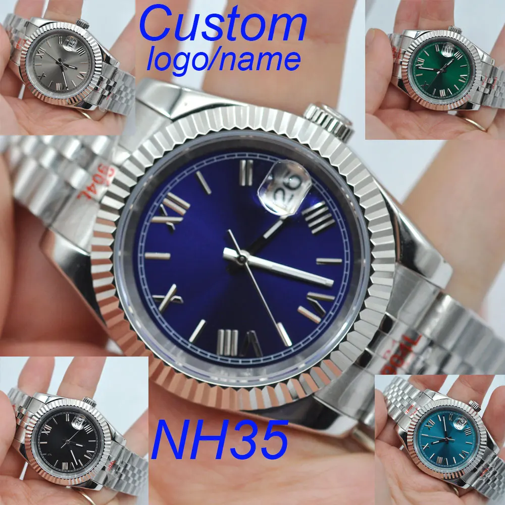 

CORGEUT Sterile 36mm NH35A Sunbusrt Silver Blue Dial Men Watch Sapphire Crystal Fluted Bezel Automatic Wristwatch Jubilee Strap