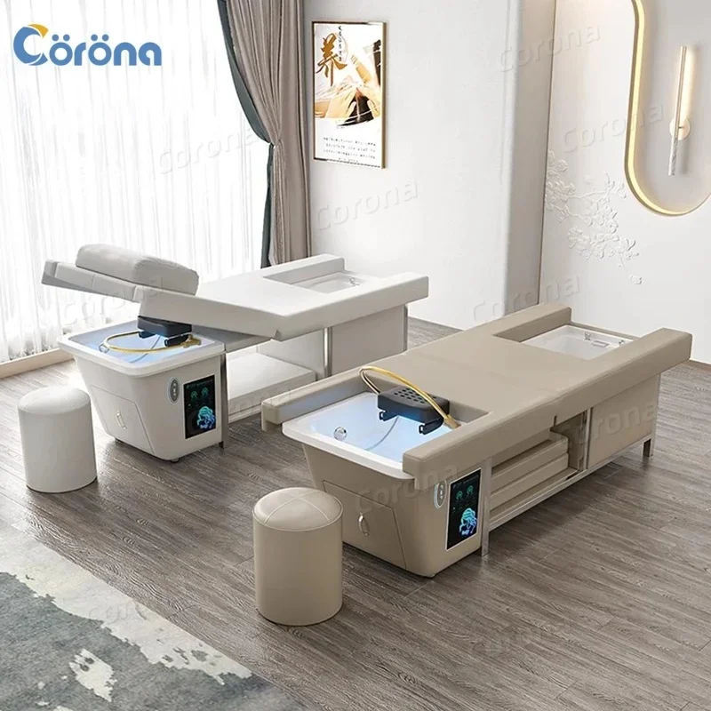 Salon Furniture Thai Electric Adjustable Back Lay Down Water Therapy Shampoo Bed Hair Head Spa Bed