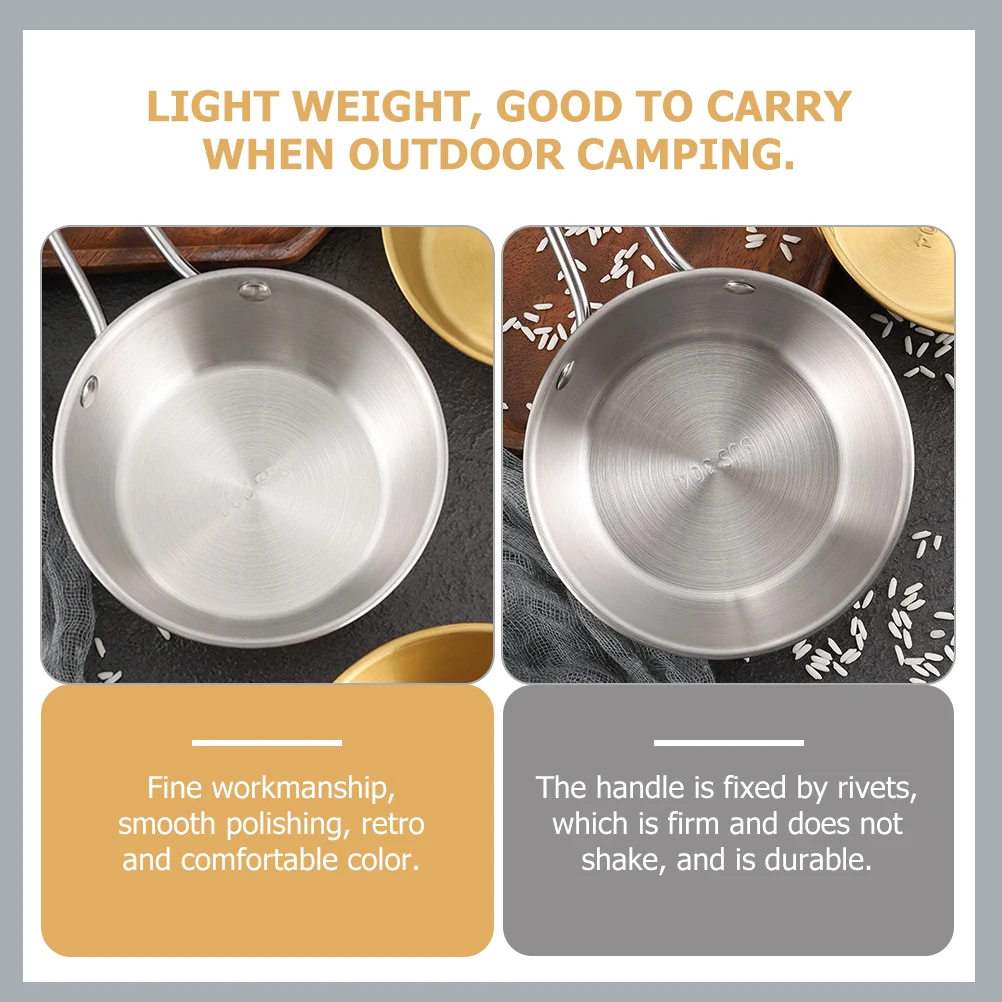 

3Pcs Stainless Steel Bowls Handle for Soup Ramen Wine Container Lightweight Camping Home Party Silver