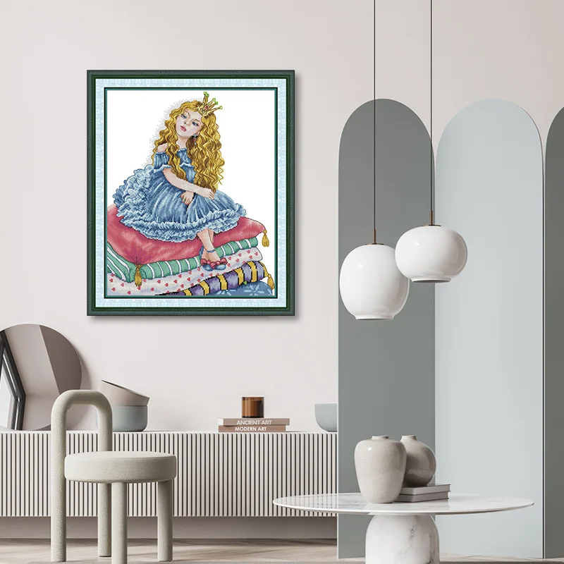 

Soulgift Stamped Pre-Printed Cross Stitch Kits, 9CT/11CT/14CT/16CT Fabric With DMC Threads, Easy To Follow - Little Princess