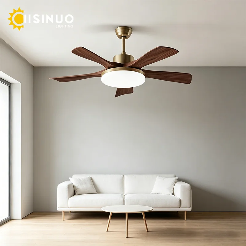 Vintage 42/52 Inch Ceiling Fan Light with Remote Wood Blades Quiet 40W DC Motor 6-Speed Antique Bronze color Fan for Living room