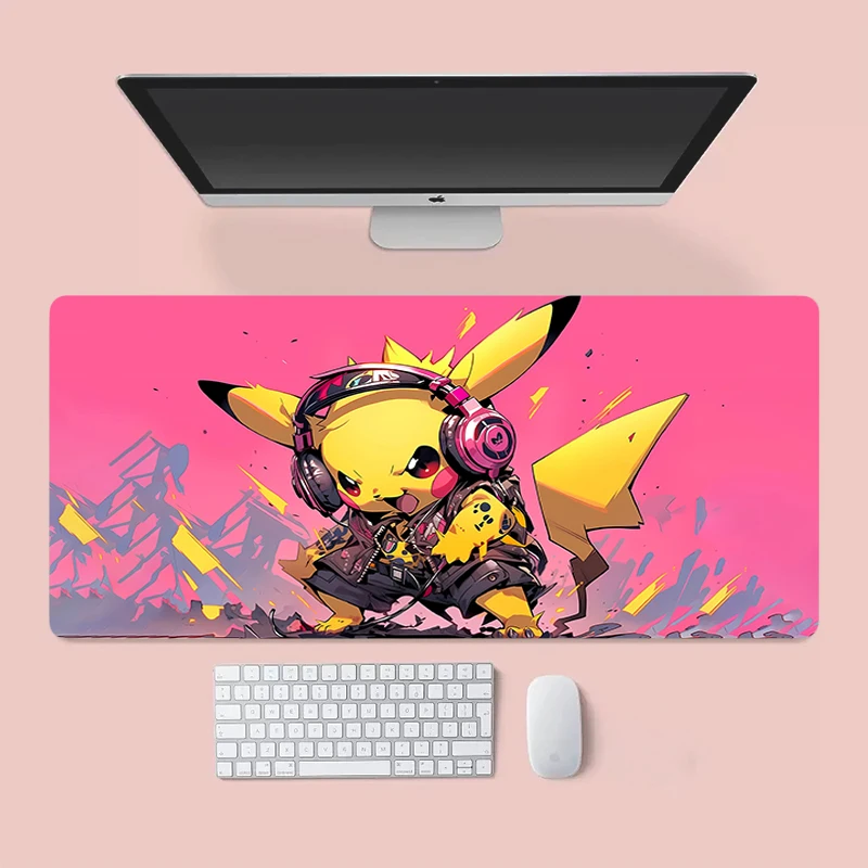 

Large Mouse Pad P-Pikachu Non-Slip Rubber Edge locking mousepads Game play mats notebook computer P-Pokémon Home Decor Kawaii