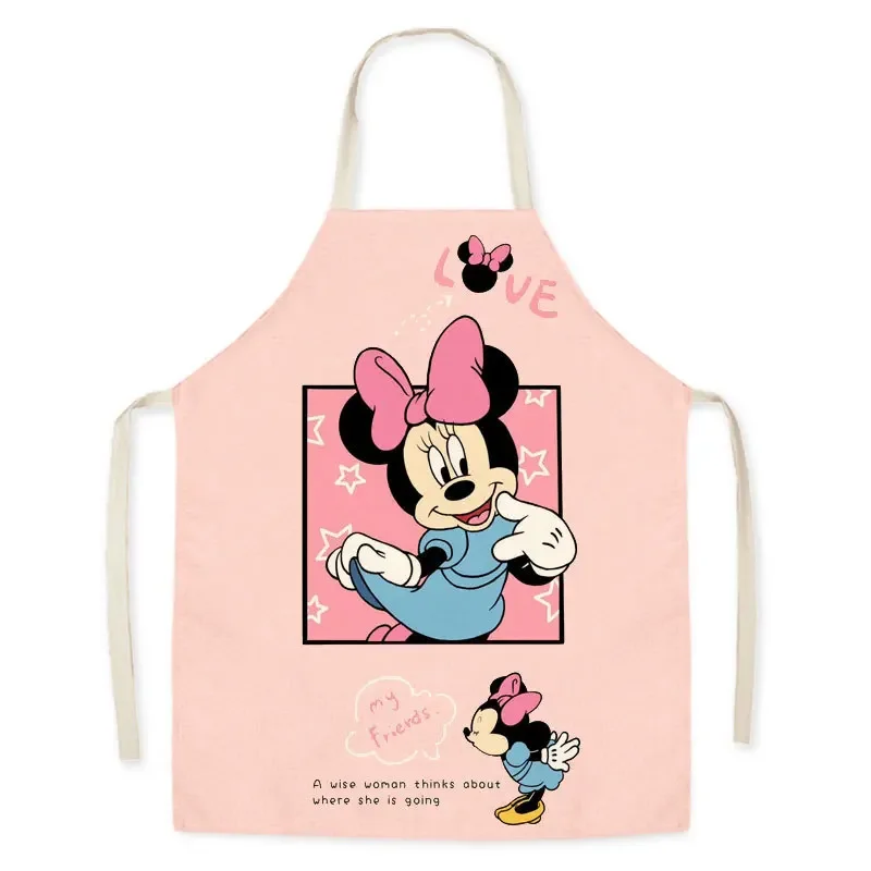 Disney Stitch Cartoon Printed Kitchen Aprons for Adult Kids Household Linen Bib Fruit Cooking Kitchen Baking Apron Cleaning Tool