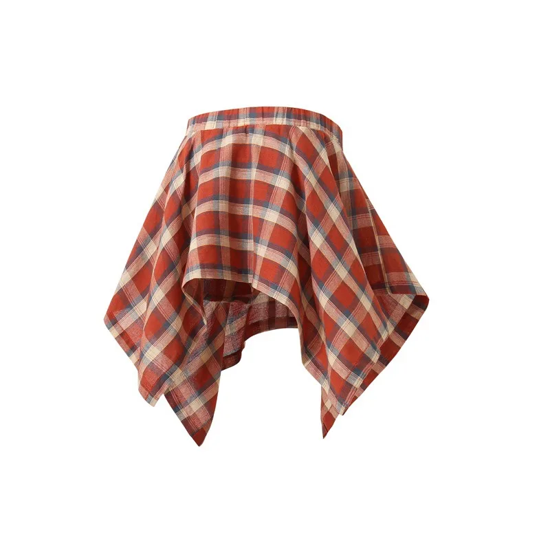 Teen Girl Plaid Skirt with Shorts Asymmetrical Wrap Skirt Hiphop Street Dance Skirts Uniform School Kids Performance Plus Size