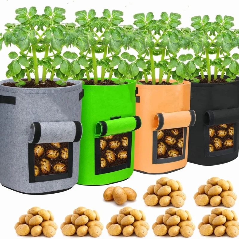 

Potato Grow Bags with Flap 4 Gallon Potato Growing Bags Garden Planting Bag with Handle Nonwoven Fabric Vegetables Grow Bags
