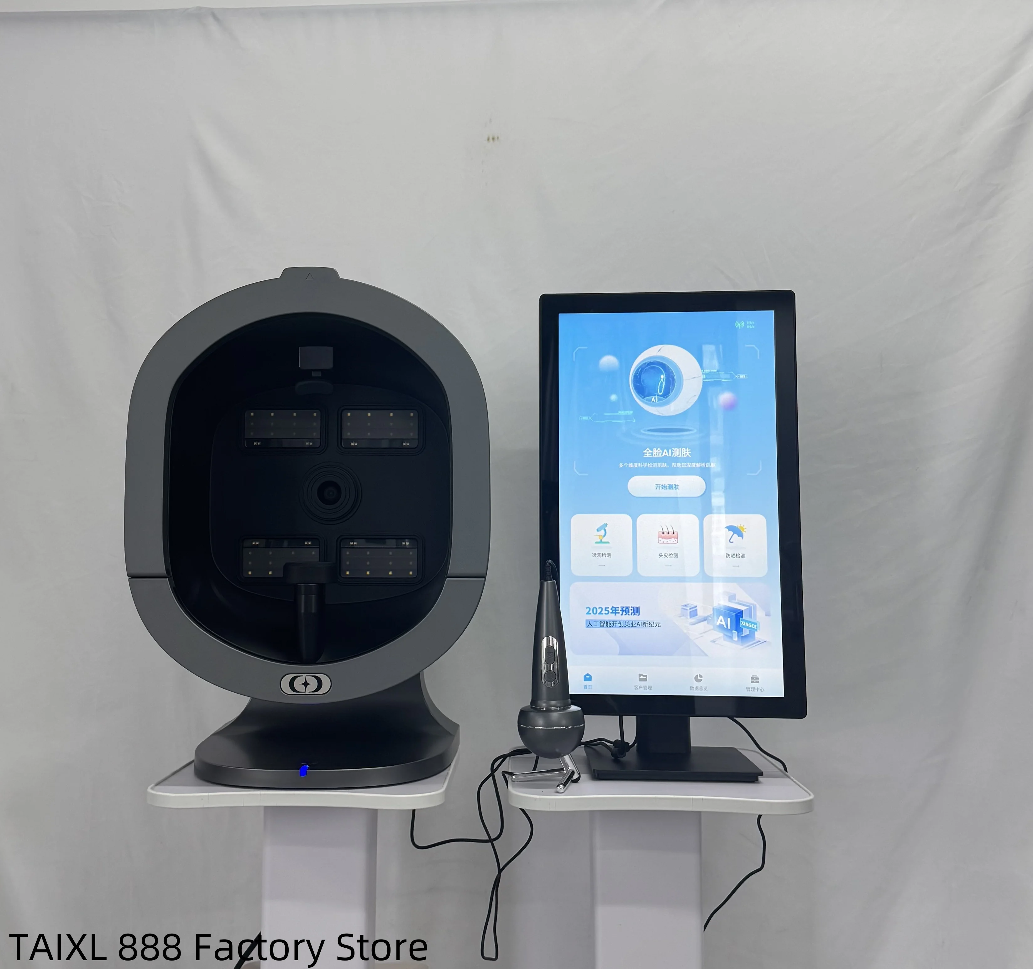 Analisador de pele X5 AI Analisador de pele facial Scanner de problemas de pele de 8 espectros Diagnóstico de imagem HD Análise profissional