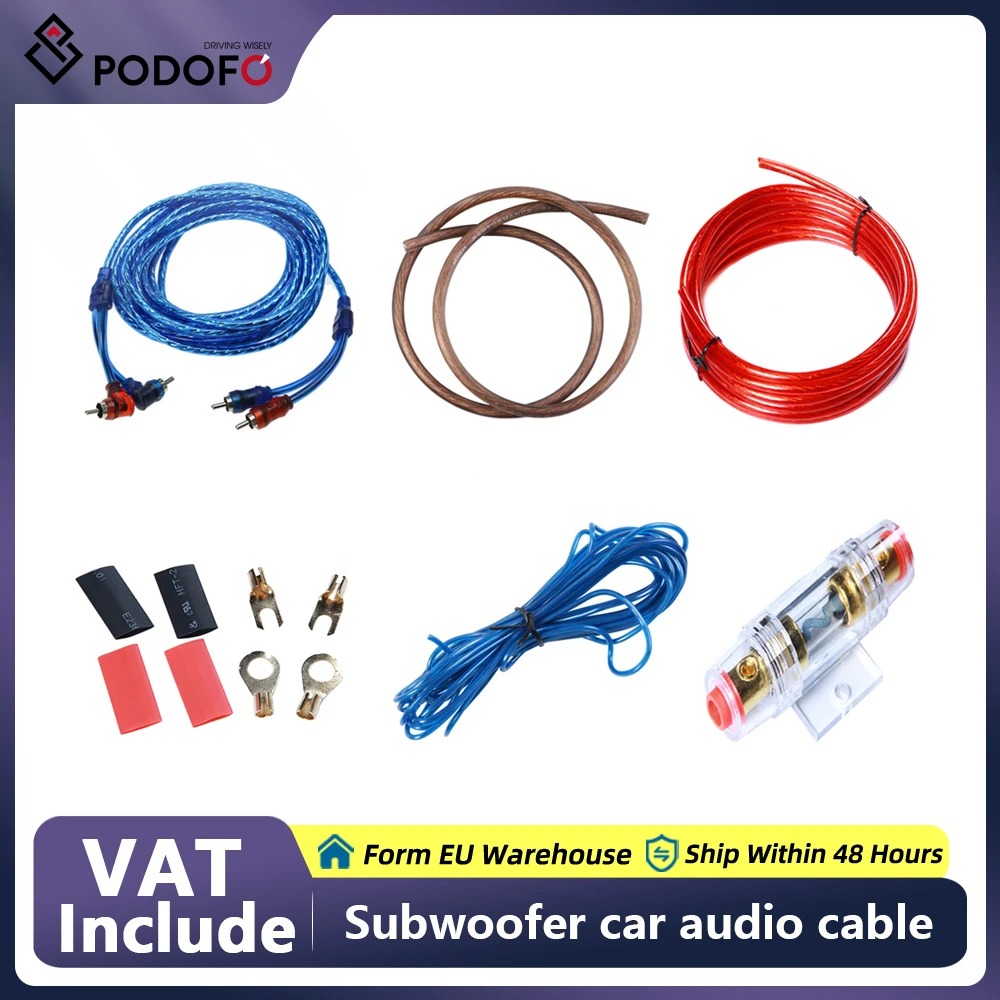 Podofo 4.5M Car Audio Speakers Wiring Kit 10GA Subwoofer Amplifier AGU Wiring Fuse Holder Wire Cable Vehicle Modification Parts