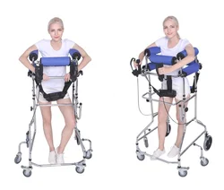 Hemiplegia Walker Stand Frame with Seat Wheel Rehabilitation Device Folding Height Adjustable Lower Limb Disabled