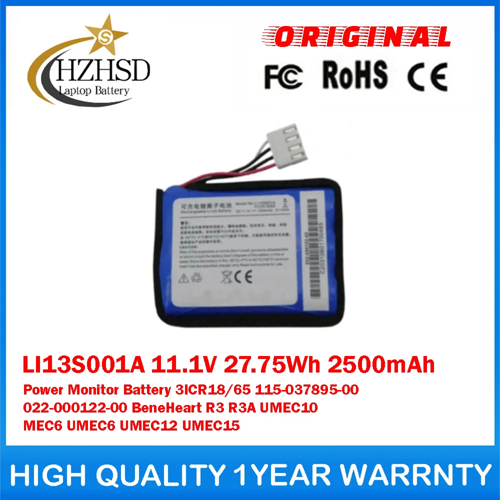 

LI13S001A 11.1V 27.75Wh 2500mAh Power Monitor Battery For Mindray 3ICR18/65 115-037895-00 022-000122-00 BeneHeart R3 R3A UMEC10