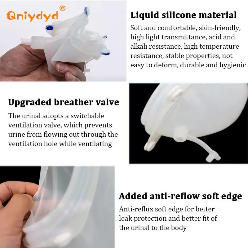 Bedridden Use Incontinence Urine Underpants Urine Catcher Removable for Cleaning Drainage Bag Silicone Urinal