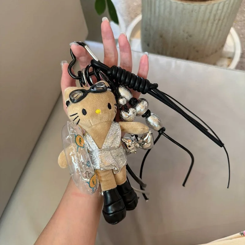 

New Transparent Swimming Circle Sweet Black Leather Long Legs Hellokittys Backpack Pendant Decoration Camera Chain Girl Keychain
