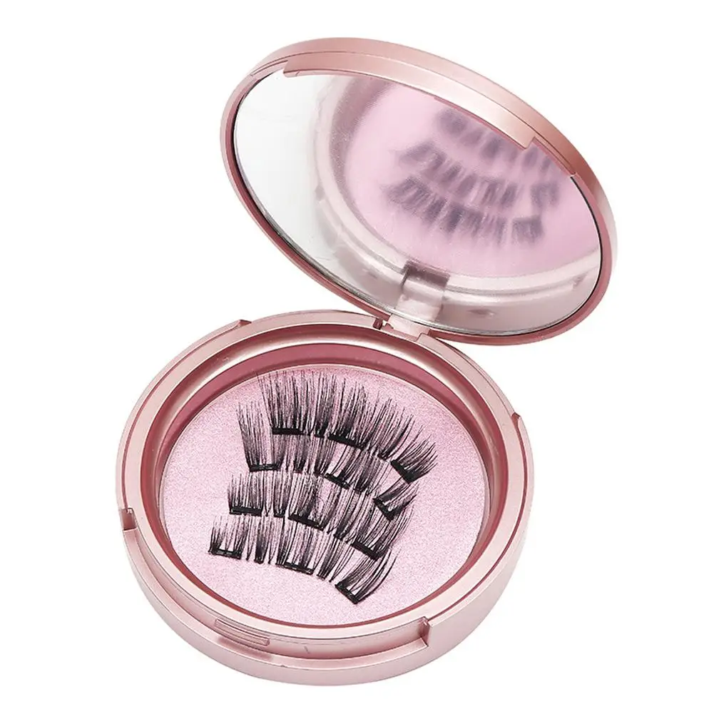 2 Pairs/Box 3D 5 Magnet Magnetic False Eyelashes Reusable Waterproof Handmade Mink Nature Artificial No Faux Needed Lashes V5Z4