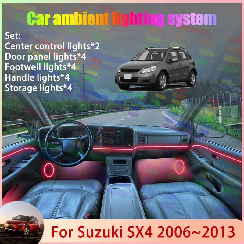 

Для Suzuki SX4 GY EY RW MK1 2006 ~ 2013 2007 2008 2/18 в 1 автомобильный атмосферный светильник RGB абажур ансамбль стример атмосферный набор