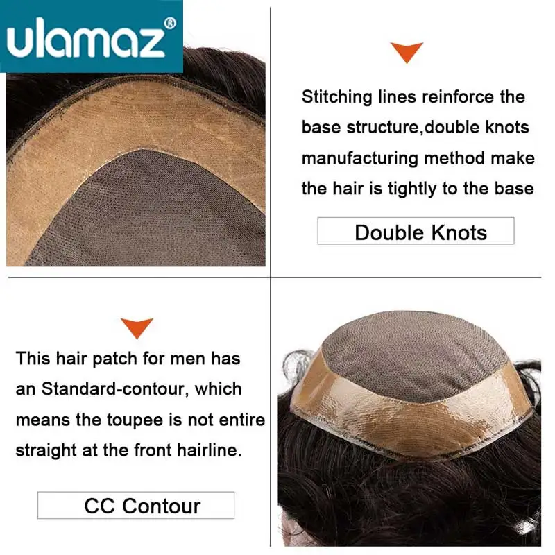 Men Capillary Prosthesis Mono Male Wig Toupee Hair Men Ventilated Hair Replacement System For Men 100% Natural Wigs Human Hair