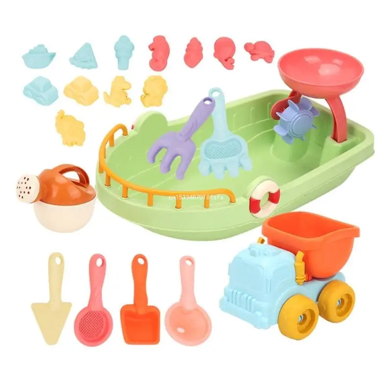 

Beach Toy Outdoor Sand Play Castle Toy with Mold Shovel Boat Sandcastles Toy Bathtub Water Play Toy Kids Educational Dropship