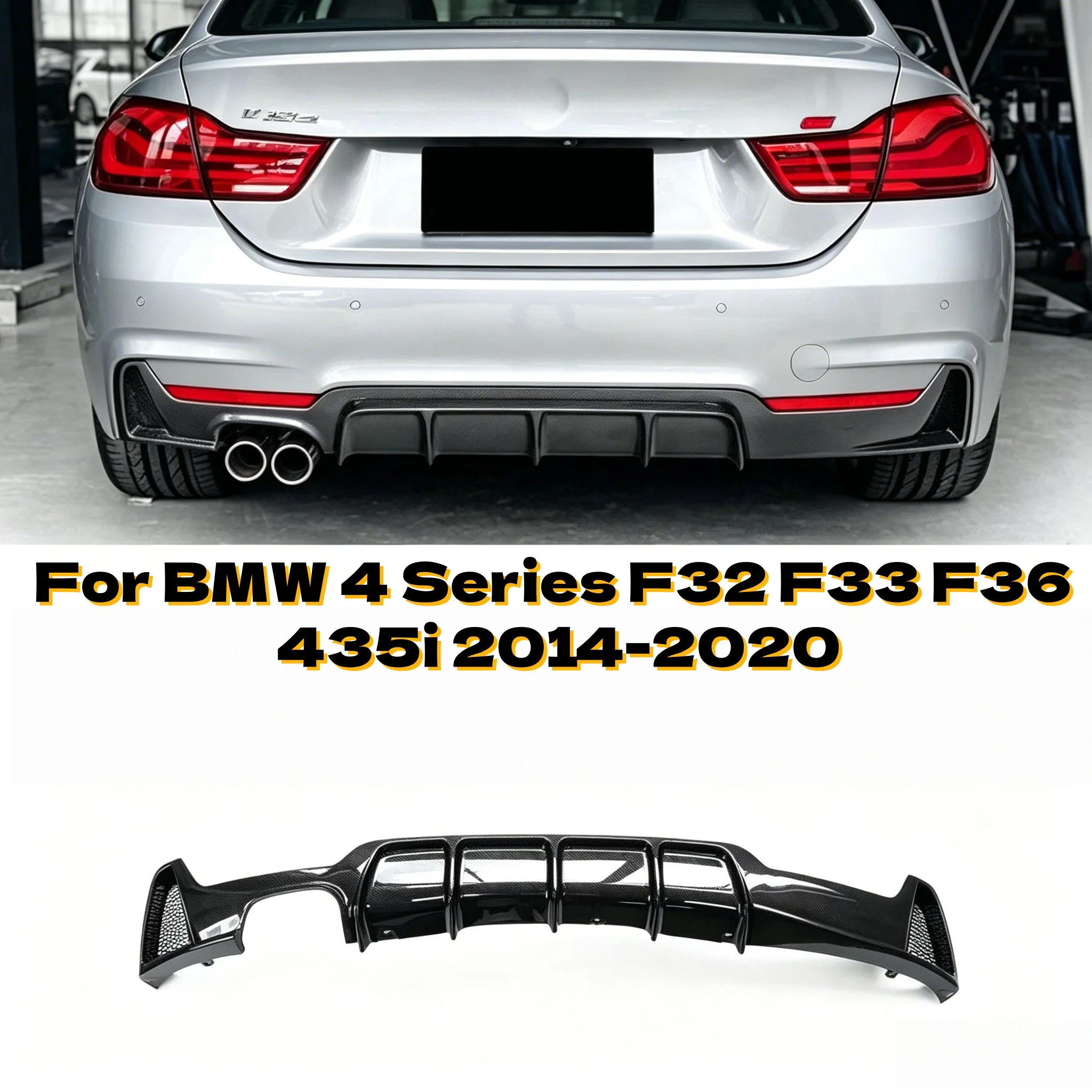For BMW 4 Series F32 F33 F36 435i 2014-2020 M Sport Car Rear Bumper Diffuser Lip Guard Spoiler Plate Splitter Auto Accessories