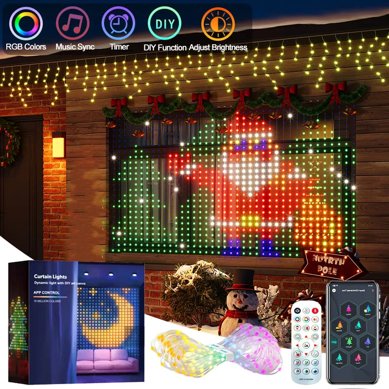 2-2m-400led-スマートカーテンライト-alexa-google-home-アプリ制御-音楽モード-ip65-防水-屋外-バレンタインデー装飾