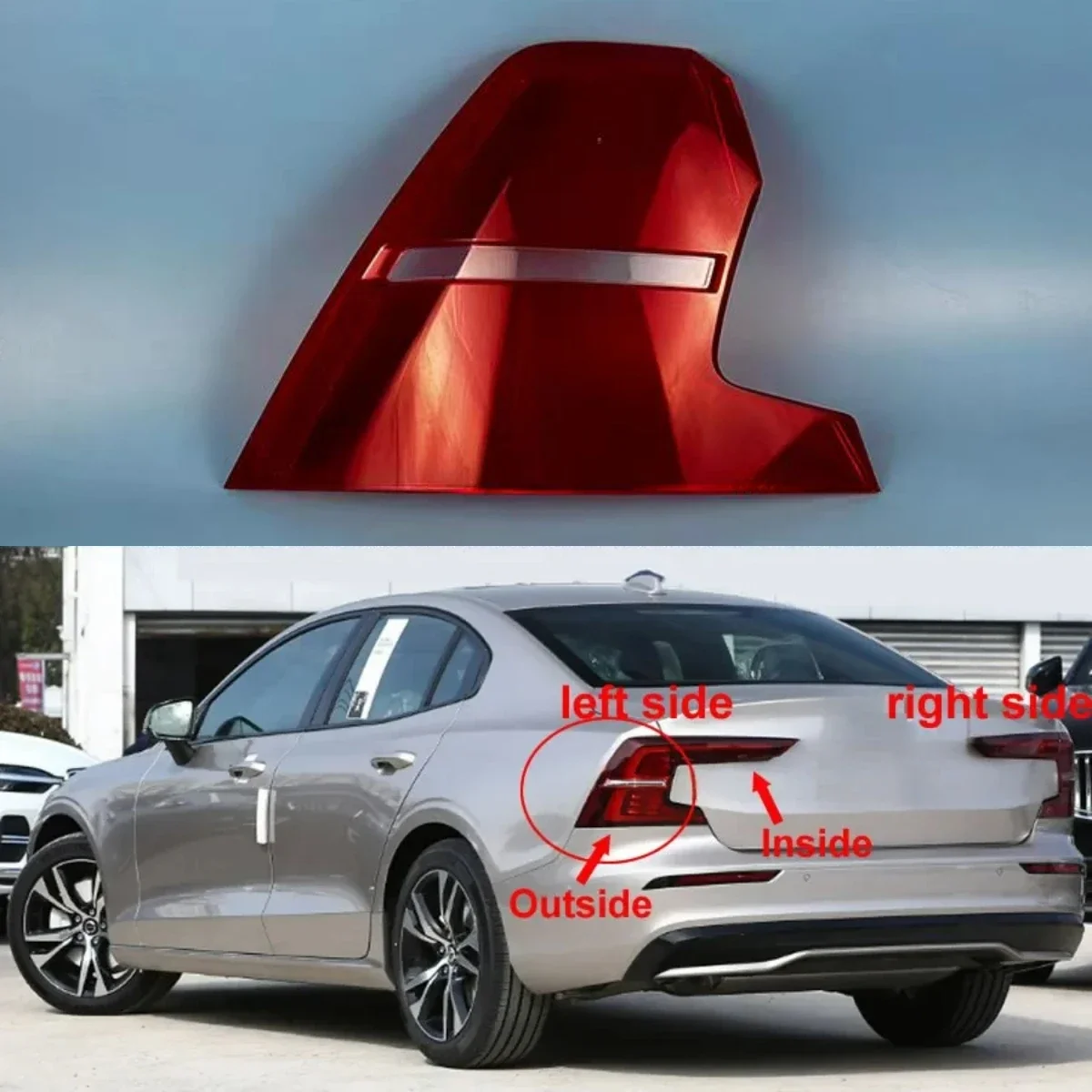 

For Volvo S60 2020-2024 Rear Outer Taillight Shell Tail Lamp Cover Brake Lights Mask Replace The Original Lampshade