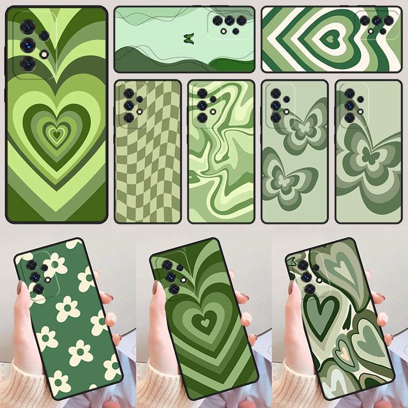 Sage Green Coffee Love Heart Latte For Samsung A52 A72 A73 A20e A21S A50 A70 A11 A12 A42 A31 A40 A51 A71 A32 A80 A91 Phone Case