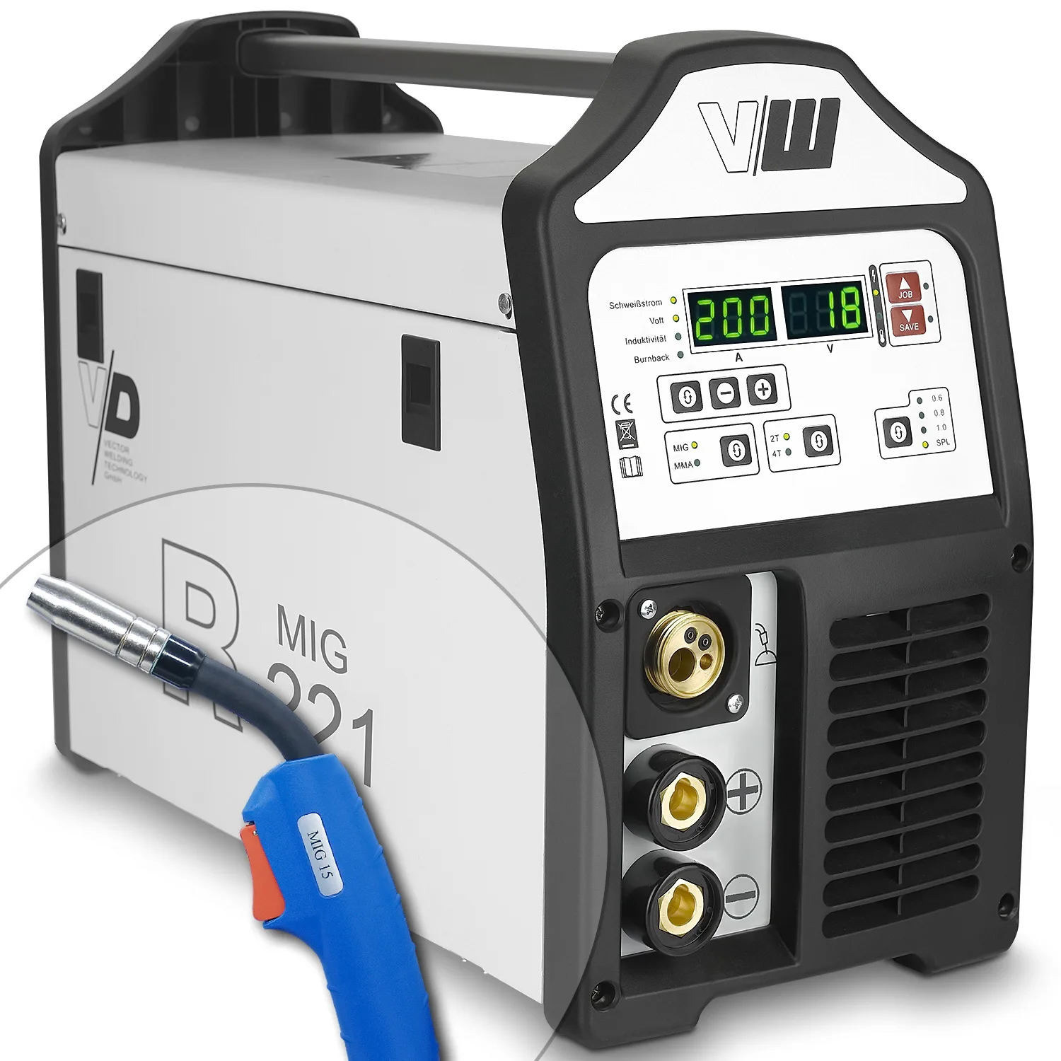 R221 Mig Welding Machine 200A 5kg NO Gas Flux Cored Wire 2T/4T Arc Welders