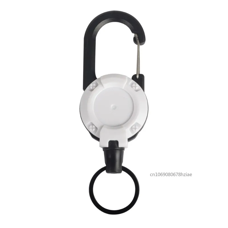 Retractable Heavy Duty Pull Reel Carabiner Key Chains Steel Wire Rope Buckle Spring Key Ring Outdoor Sporty Fishing Accessories