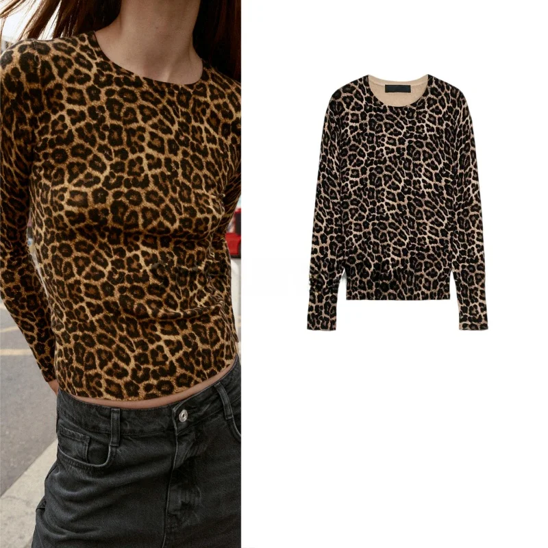 

Autumn Women's Simple Sle Long Sve round Ne Knitted Sweater Animal Print Casual Fit Polyester Fiber Soft Comfortable